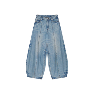 UOOYAA/乌丫2025冬季新款「奇幻都市」烫钻气球牛仔裤