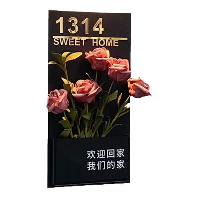 高级感插花门牌号定制新家入户门