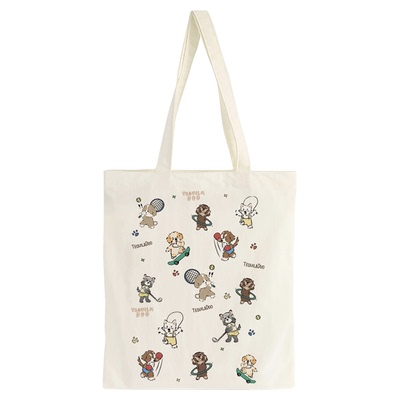 TD帆布单肩包原创手绘运动小狗时尚百搭慵懒风通勤托特包包大容量