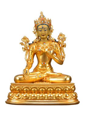 全鎏金白度母铜像摆件