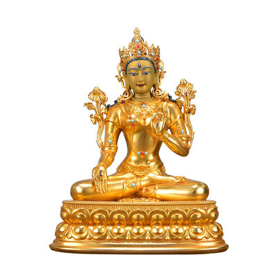 全鎏金白度母铜像摆件