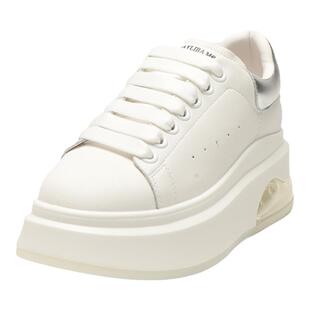 松糕气垫厚底增高真皮鑫麦昆小白鞋女薄款单鞋2026年新款休闲女鞋