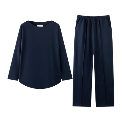 曼系“悦己松弛感”藏蓝睡衣薄绒