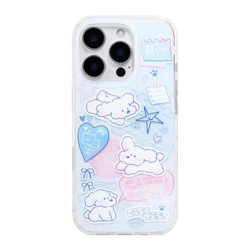 壳试验小狗手账双层印花适用iphone16promax手机壳萌系可爱卡通苹果16pro15promax14pro保护套防摔15pro1416