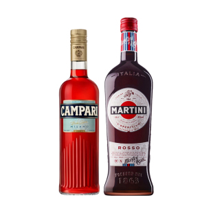 美国佬！金巴利苦味利口酒+马天尼红味美思威末酒调酒鸡尾酒基酒