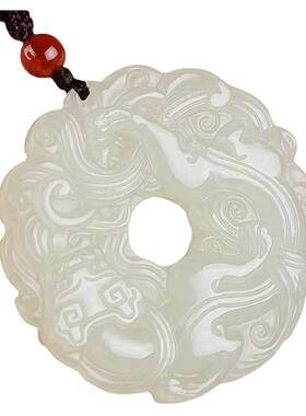 天然和田玉招财貔貅平安扣吊坠