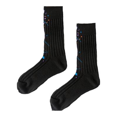 MJJ手工泼墨粗线男女同款中筒袜