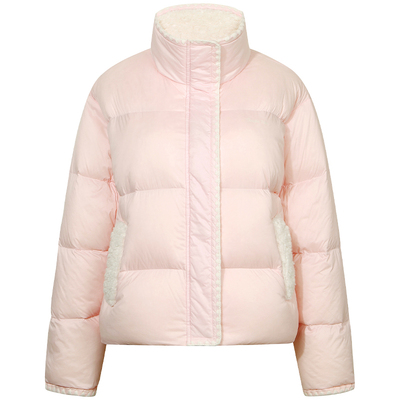 GUUKAHERO浅粉翻领短款羽绒服