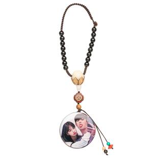 扩香木定制照片汽车香薰挂件后视镜吊坠高档车载香氛男女平安车挂