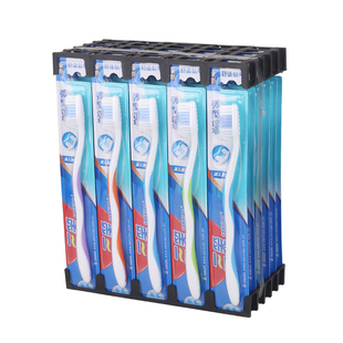 三笑牙刷998N成人手动清洁家用中软毛偏硬牙刷 刮舌苔牙刷家庭装