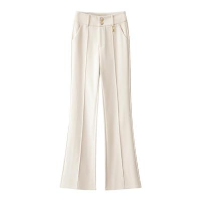 秋冬新款毛呢微喇显瘦休闲长裤子