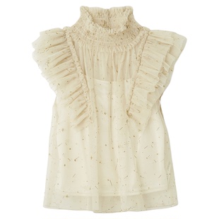 SNIDEL2025秋冬新品Chacott联名薄纱荷叶边小飞袖衬衫SWFB254086