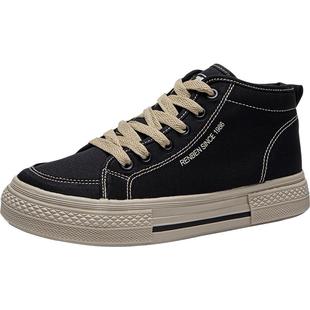 人本2026年新款女鞋春秋季女款百搭休闲高帮帆布鞋学生百搭不累脚