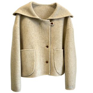 超好看宽松双面羊毛毛呢大衣外套女短款小个子2025年秋冬新款灰色