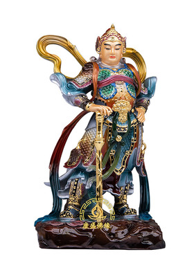 黄铜伽蓝韦陀护法神像客厅摆件
