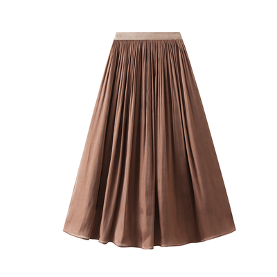 缎面珠光A字半身裙女垂感气质裙