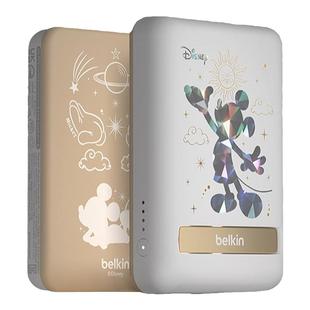 Belkin贝尔金闪耀米奇限定系列5000mAh磁吸MagSafe充电宝大容量适用于苹果手机iphone15/14快充支架移动电源