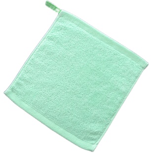 幼儿园A类纯棉纯色毛巾婴幼儿方巾带挂绳25cm柔软吸水擦嘴口水巾