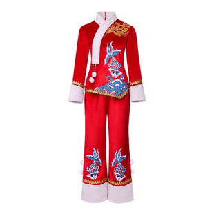 新款秧歌服演出服套装女民族舞蹈服腰鼓舞服春节喜庆加绒加厚冬款