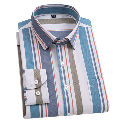 啄木鸟男士撞色条纹牛津纺衬衫