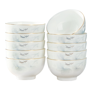 陶瓷吃饭碗家用2025新款高颜值加厚面碗微波炉专用乔迁餐具10个装