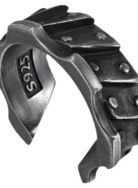 GRGRS925纯银盔甲做旧指戒