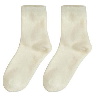 水貂绒冬季袜子女白色日系地板袜加绒保暖睡眠袜加厚毛茸茸月子袜