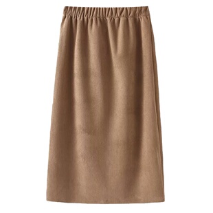 大码高级感气质灯芯绒a字半身裙秋冬季胖mm梨型身材遮胯显瘦裙子
