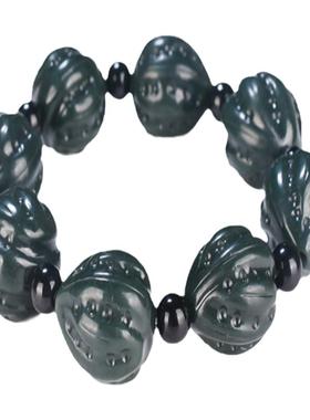 青玉佛珠男士把件手链