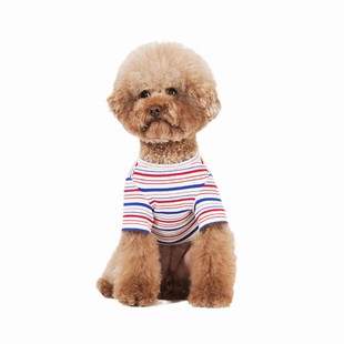 sniff宠物狗狗猫咪友好复古条纹T恤小型犬降温背心可爱衣服春夏季