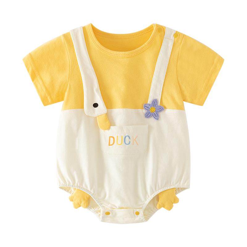 婴幼儿连体衣服夏季装短袖小月龄包屁衣纯棉薄款男女新生宝宝满月