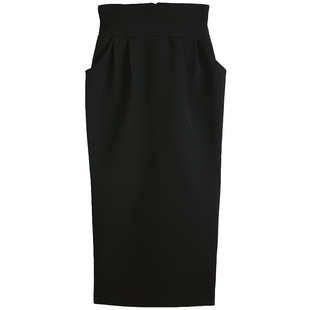 职业高腰包臀半身裙女秋冬新款时尚显瘦百搭中长裙黑色气质西装裙