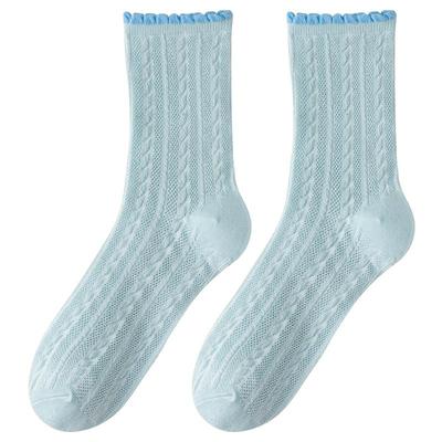 网眼袜子女花边中筒堆堆袜夏薄款