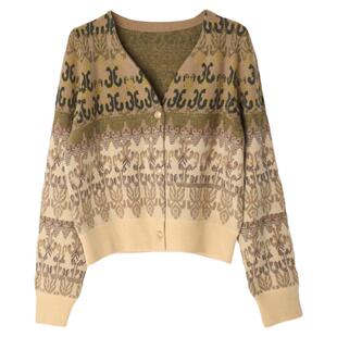 巴黎走秀~高定金丝纯山羊绒精提老钱风保暖厚质名媛短开衫毛衣特