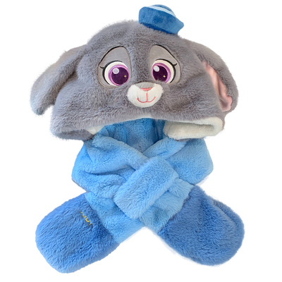 迪士尼朱迪毛绒帽子围巾一体