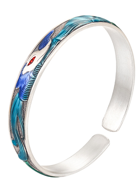 足银999九尾灵狐国风手镯