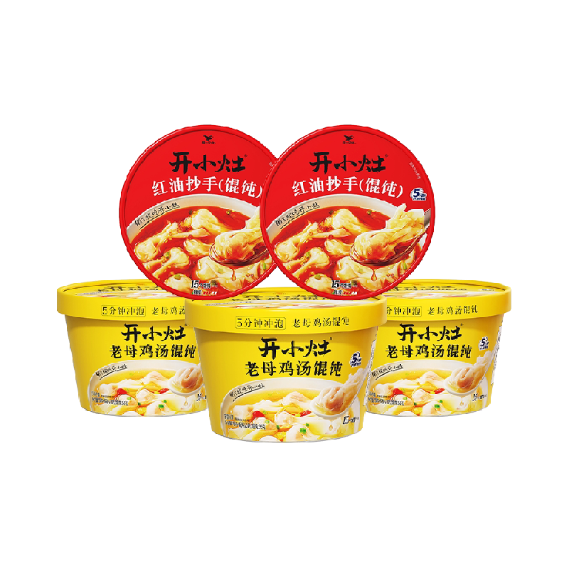 统一鸡汤馄饨+红油抄手混合口味