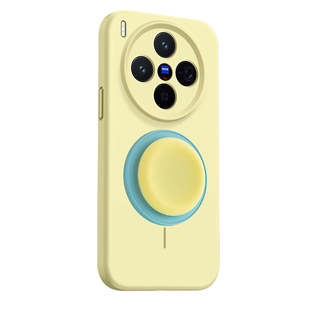 适用vivox300手机壳液态硅胶x300pro保护套男女磁吸气囊支架新款叉300防摔无线充电vivo车载高端情侣奶黄色外