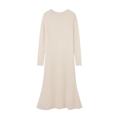 GOBI长袖纯色优雅时尚羊绒连衣裙