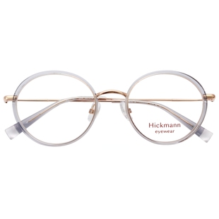 Hickmann海歌漫眼镜框女款超轻纯钛高级感圆框时尚浅色眼镜架1180