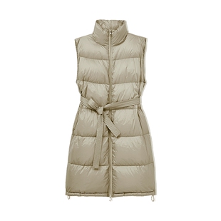 【90%白鹅绒】玛丝菲尔春季新款灰色羽绒马甲外套长款含腰带