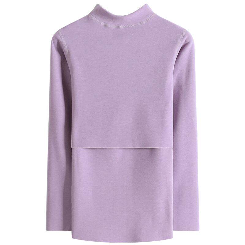 产后哺乳上衣中高领加肥加大单件秋衣喂奶月子服秋冬