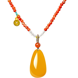 宫里上新蜜蜡项链女款毛衣链天然正品琥珀吊坠生日新年礼物送妈妈