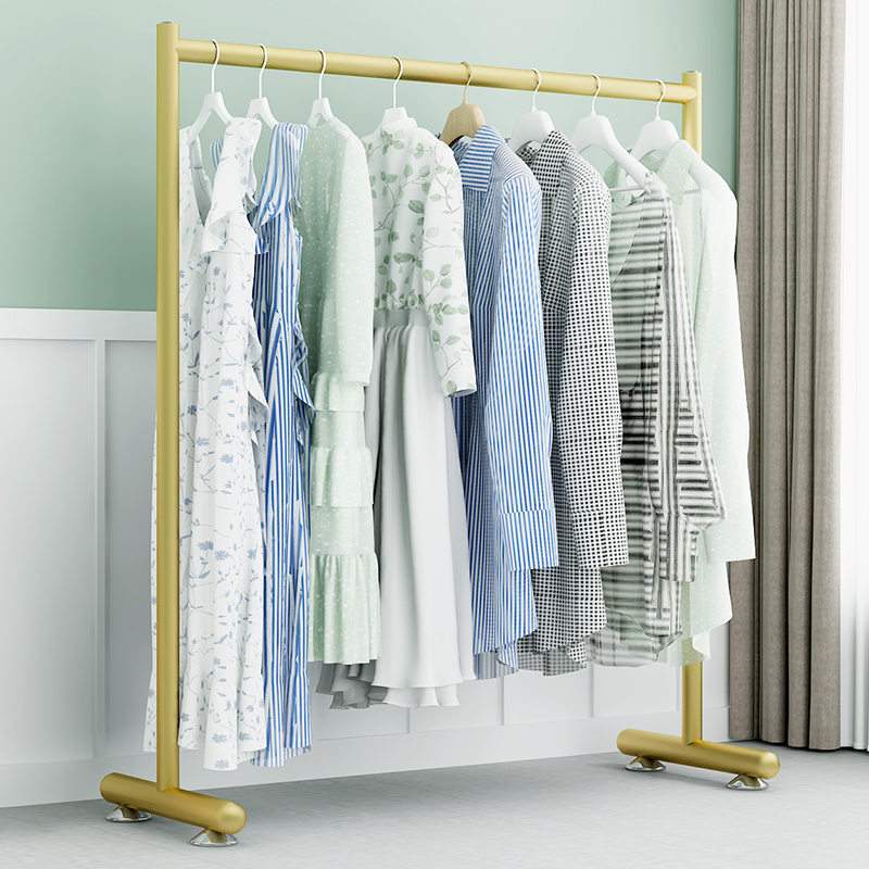 白色晾衣架室内挂衣架杆阳台家用折叠衣架落地式折叠晾晒衣帽架子