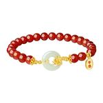 周大生蛇形和田玉平安扣红玛瑙手串女生肖蛇手链本命年生日礼物