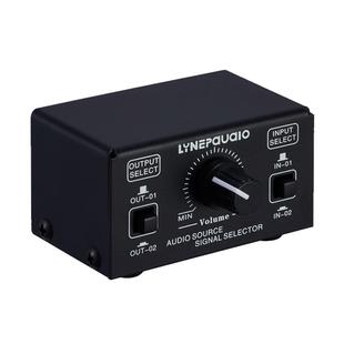 2进2出 音源信号选择切换器 耳机音箱切换器 输出音量调节 无损耗