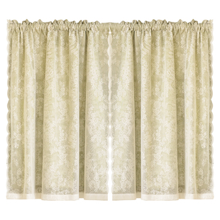 法式复古双层蕾丝窗帘美式半帘田园风绿色清新门帘卧室厨房隔断帘