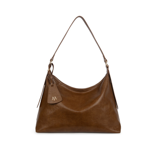 MAGNOLIA曼歌妮黑色超纤皮HOBO包女大容量单肩托特包百搭通勤轻奢