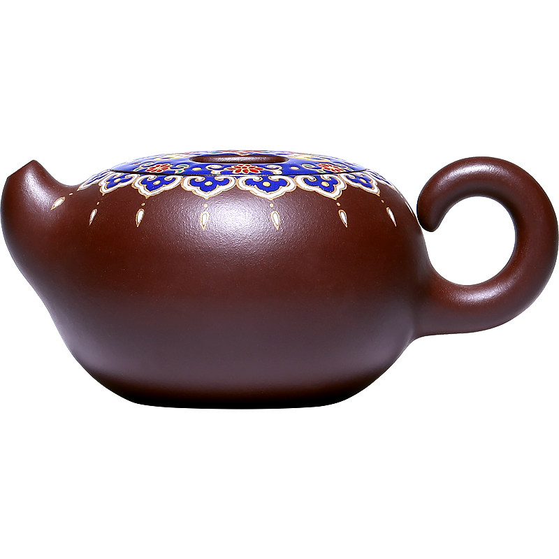 和泥有缘 宜兴紫砂壶原矿紫泥纯全手工泡茶壶茶具套装 珐琅彩牛盖