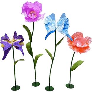 wo+巨型纸艺蝴蝶装饰大型虞美人立体花造景假花室内橱窗美陈布置